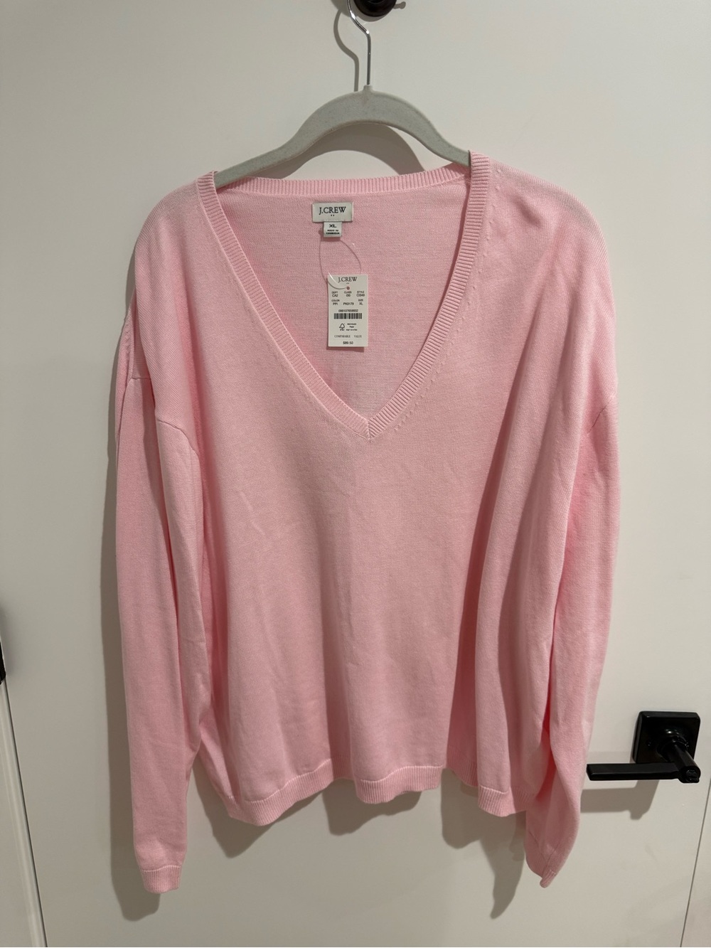 J. Crew Light Pink V-Neck Knit Sweater